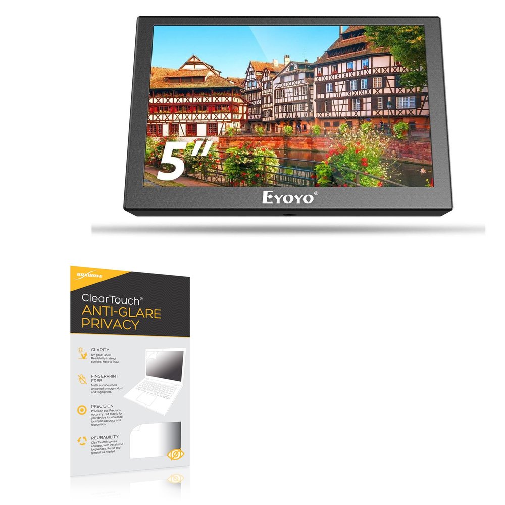 BoxWave Screen Protector Compatible with Eyoyo Mini TFT LCD Screen Small Camera Video Monitor (5 in) - ClearTouch Anti-Glare Privacy (2-Pack), Privacy Screen Protector Flexible Film Anti-Glare