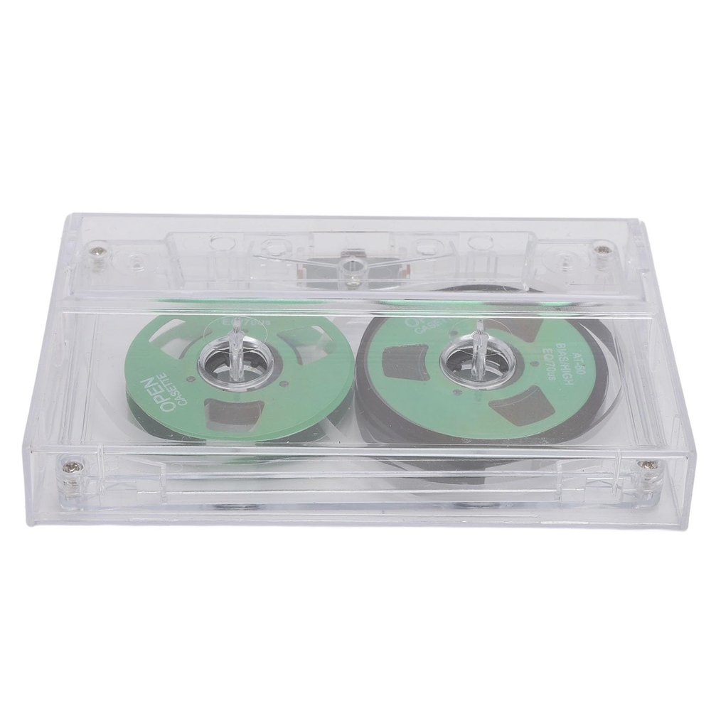 Fabater Blank Audio Cassette, Reel to Reel, Empty Cassette, Normal Bias, Transparent Box, Compact, 50 Minutes for Music Recording (Green)