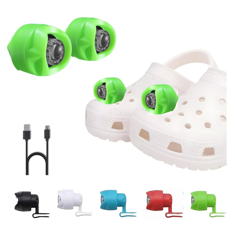 RAHAN 2 Pcs Rechargeable Clog Lights for Shoes Headlights Camping Lights Flashlights Cute Shoe Charms Accessories for Adults Novelty Clip on Clog Light for Camping Essential, Dog Walking