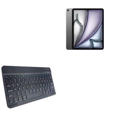 BoxWave Keyboard Compatible with Apple iPad Air (6th Gen 2024) (13 in) - SlimKeys Bluetooth Keyboard, Portable Thin with Chiclet-Style Keys - Jet Black