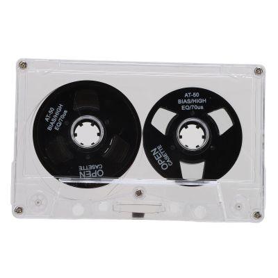 Fabater Blank Audio Cassette, Reel to Reel, Empty Cassette, Normal Bias, Transparent Box, Compact, 50 Minutes for Music Recording (Black)