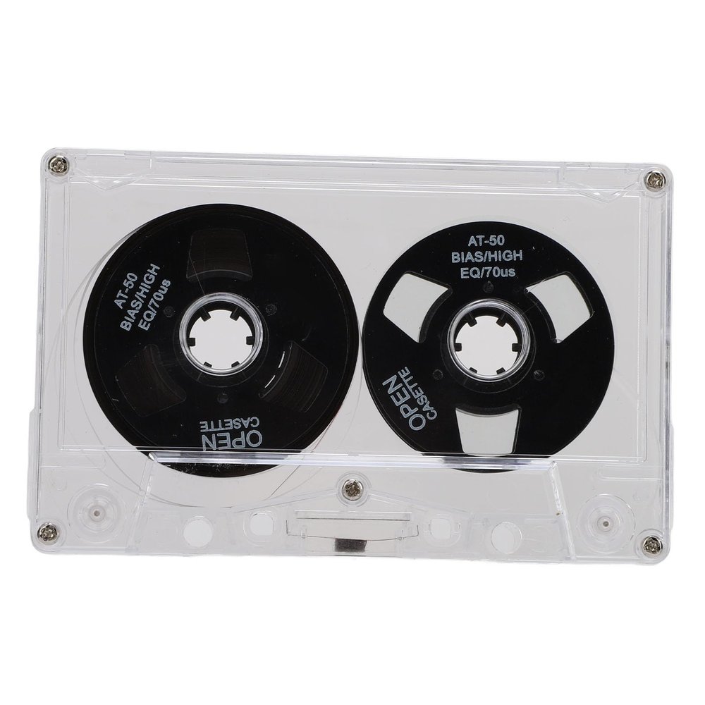 Fabater Blank Audio Cassette, Reel to Reel, Empty Cassette, Normal Bias, Transparent Box, Compact, 50 Minutes for Music Recording (Black)