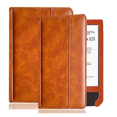 AJUSIBZR Folio Leather Case Compatible with Pocketbook 631 Touch HD Ebook eReader Cover Lightweight Protective Shell Fit PB631 Plus(Brown,Touch HD - HD 2)