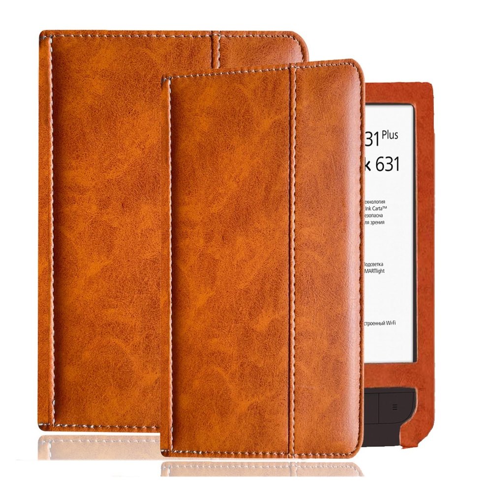 AJUSIBZR Folio Leather Case Compatible with Pocketbook 631 Touch HD Ebook eReader Cover Lightweight Protective Shell Fit PB631 Plus(Brown,Touch HD - HD 2)