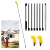 Gutter Cleaning Tools, 10.5 feet Long Gutter Cleaning Tools with 8 Stainless Steel Tubes and 2 Brushes, Gutter Cleaner Ability for Roof Leaves and Debris-Yellow view 1