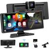 Carplay Screen for Car,10.26" HD IPS Wireless Portable car Stereo for Apple Carplay&Android Auto,Car Audio Receivers with 4K Dash Cam/1080P Rear Camera,GPS Navigation,Mirror Link,FM,Voice Control view 1