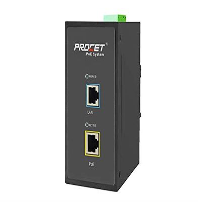 PROCET 10 Gbps Gigabit PoE++ Injector Din Rail, 60W Industrial Adapter with Wide Temp -40F to 149F, 6KV Surge Protection, AC/DC Input, IEEE802.3af/802.3at/802.3bt, PT-PSE105GB-AC-10