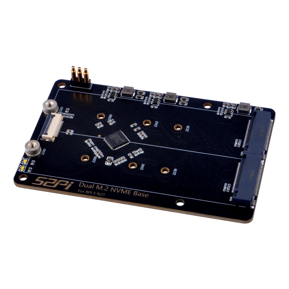 GeeekPi N21 PCIe to Dual M.2 HAT NVMe SSD PCIe Peripheral Board for Raspberry Pi 5, Support 2230/2242/2260/2280 NVMe SSDs