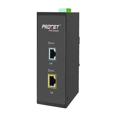 PROCET 10 Gbps Gigabit PoE+ Injector Din Rail, 30W Industrial PoE Adapter with Wide Temp -40F to 149F, 6KV Surge Protection, AC/DC Input, IEEE802.3af/802.3at, PT-PSE105G-AC-10