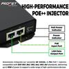 PROCET Gigabit PoE++ Injector 90W, IEEE802.3 af/at/bt Compliant 10/100/1000Mbps Industrial PoE Adapter with Wide Temp -40F to 149F, 6KV Surge Protection, 50-5V DC Jack/ 2PIN Input, PT-PSE109GBRO-D view 3
