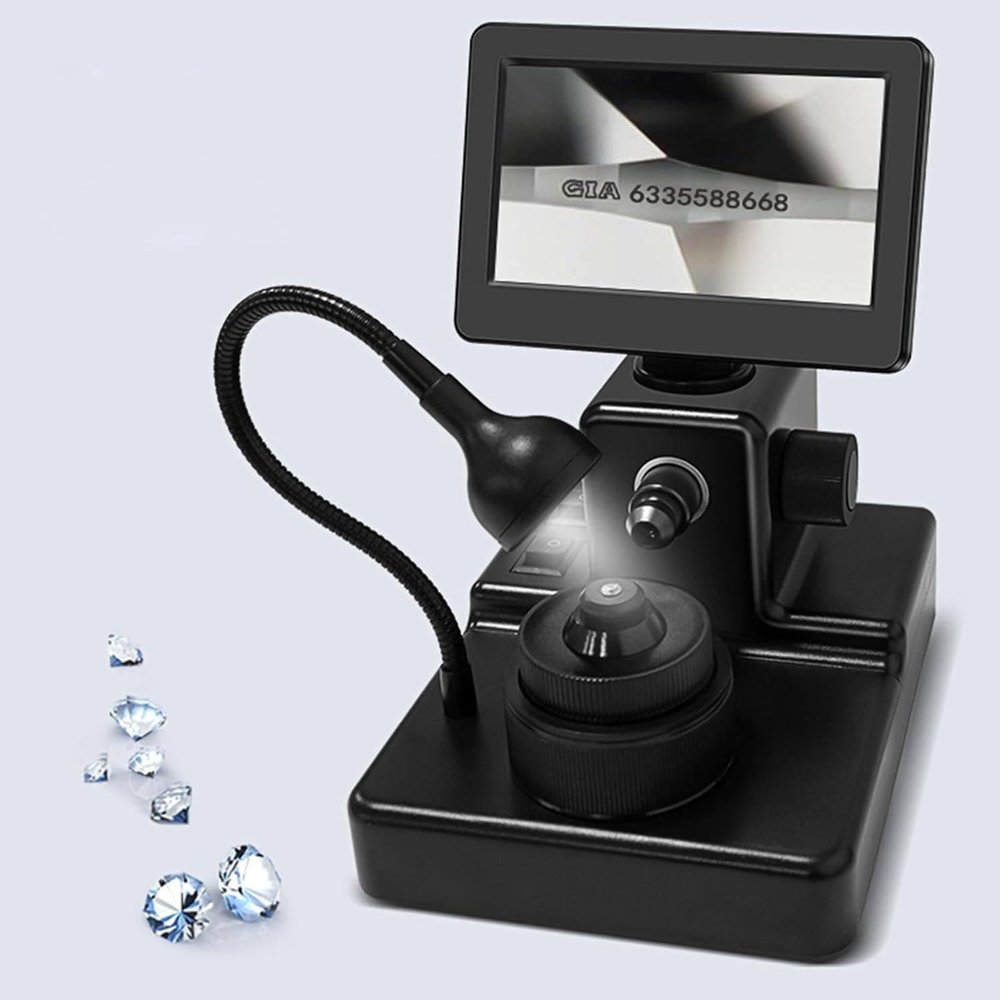Digital Diamond Girdle Viewer, 4.3Inch LCD Digital Microscope,50-1000X Magnification, Biological Microscope Kit, Accurate Identification, for Diamond Inscription Viewer