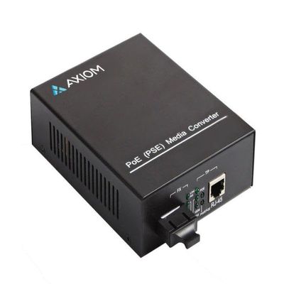 Axiom MCP32-T2-S3L10-AX 1GBS POE+ RJ45 to 1000BASE-LX Fiber Media Converter -SMF, SC, 10KM, 1310NM
