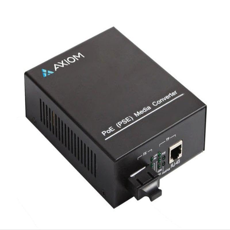 Axiom MCP32-T2-S3L10-AX 1GBS POE+ RJ45 to 1000BASE-LX Fiber Media Converter -SMF, SC, 10KM, 1310NM