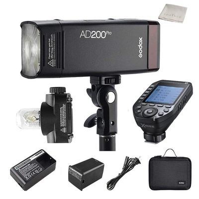 Godox AD200 Pro AD200Pro Strobe Pocket Flash for Nikon Camera, 200W TTL 1/8000s HSS and Godox XProII-N Flash Trigger, 500 Full Power Flashes, Bare Bulb/Speedlite Fresnel Flash Head Monolight