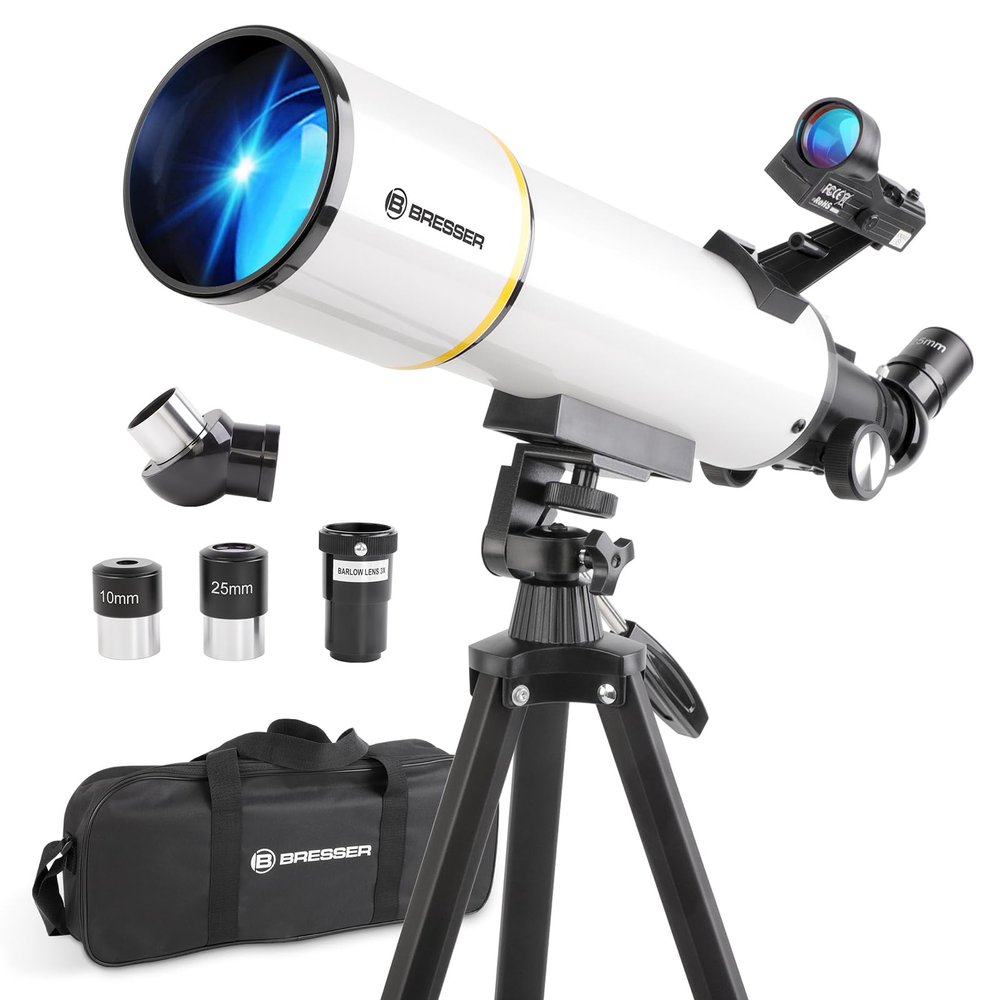 High Powered Telescope for Adults - 80mm Aperture, 500mm Fully Mult-Coated Refracting & Red Dot Star Finder System, with All Metal Tripod/Phone Adapter/Bag