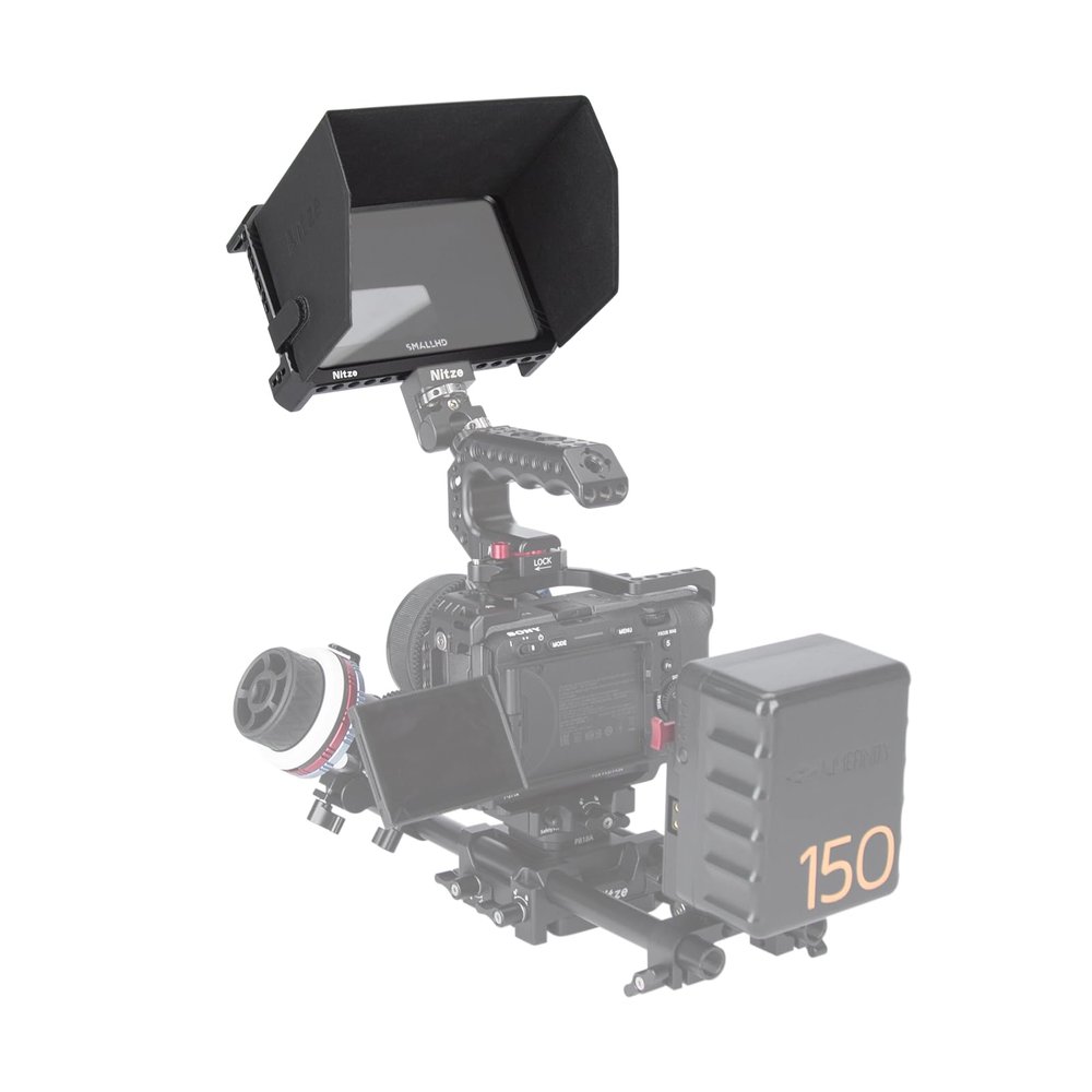 Camera Monitor Cage Nitze Cage with Sun Hood Cover for SmallHD Cine/Indie 5