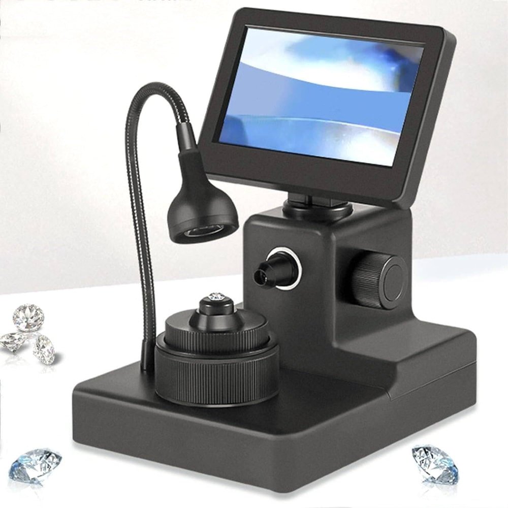 Diamond Girdle Viewer, 4.3" LCD Digital Micrscope, 50-1000X Magnification, with LED Fill Light, Accurate Identification, for Diamond Inscription Viewer