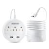 NTONPOWER Long Extension Cord 15FT, 1875W/15A 2 Prong to 3 Prong Outlet Adapter, 3 Outlets 2 USB Ports, Wall Mount 2 Prong Power Strip Flat Plug, 3 to 2 Prong Outlet Adapter for Old House, Office view 2