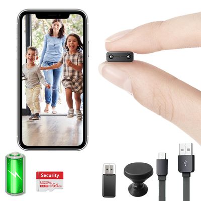 Free 64G Smallest Wireless WiFi Camera,HD1080P Battery Smart Home Security Camera with Video Recording Live Feed,Night Vision,Motion Detection,Remote Viewing for Security with iOS Android APP