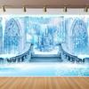 10x8ft Winter Wonderland Backdrop Blue Ice Snow Castle Snowflakes Photography Background Winter Girls Princess Birthday Party Decorations Portraits Supplies Photo Booth Props view 1