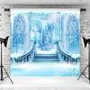10x8ft Winter Wonderland Backdrop Blue Ice Snow Castle Snowflakes Photography Background Winter Girls Princess Birthday Party Decorations Portraits Supplies Photo Booth Props view 3