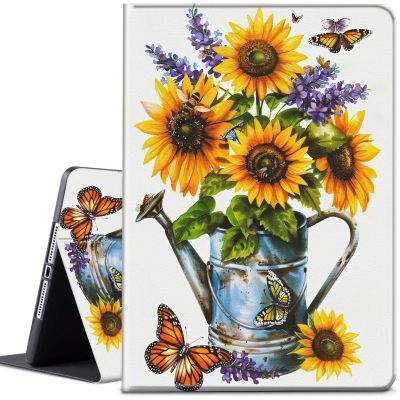 CGFGHHUY for iPad Air 11 inch Case 2024 M2 Lightweight Protective PU Leather Smart Stand Cover with Auto Wake Sleep Case for iPad Air 11 inch 6th Generation 2024 - Sunflower & Butterfly