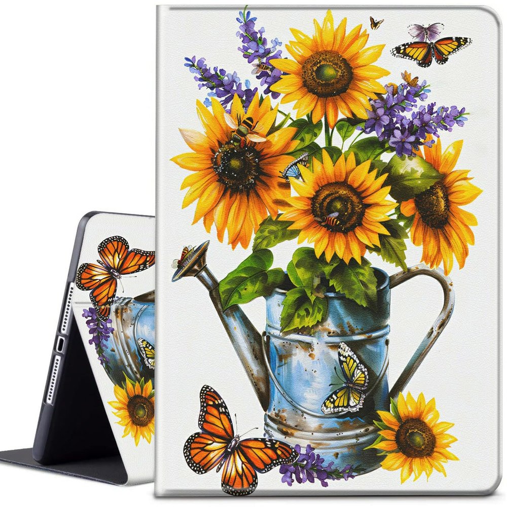 CGFGHHUY for iPad Air 11 inch Case 2024 M2 Lightweight Protective PU Leather Smart Stand Cover with Auto Wake Sleep Case for iPad Air 11 inch 6th Generation 2024 - Sunflower & Butterfly