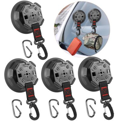 4 Pack Heavy Duty Tie Down Suction Cups, Strong Camping Suction Cup with Hook for Securing Tent Tarp, Twist-Lock Vacuum Anchors for Car Mount