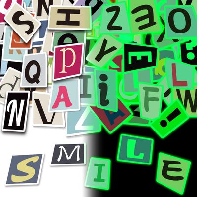 108 Pcs Alphabet Stickers Glow in The Dark, Vinyl Letters A-Z Water Bottle Sticker Pack for Teens, Waterproof Skateboard Laptop Decals for Adults Kids Girls Boys
