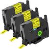 NineLeaf 3pk Compatible for Brother P-Touch TZe-S621 TZ-S621 TZe-621 TZ-621 9mm 0.35 Black on Yellow Extra Strength Label Tape for PT-D450 PT-D400VP PT-D600 PT-D610BT Label Maker view 1