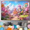 10x6.5ft Candyland Backdrop Fantasy Cute Pink Candy Castle Photography Background Candyland Theme Girls Birthday Party Decorations Banner Photo Studio Props view 4
