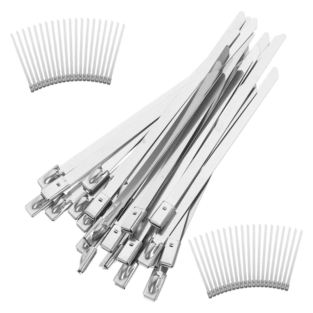 AGHGTG Metal StrappingHose Clamp Kit DIY100pcs Stainless Steel Cable Tie Cable Ties Fence Ties Metal Cord Strap Electric Wire Fence