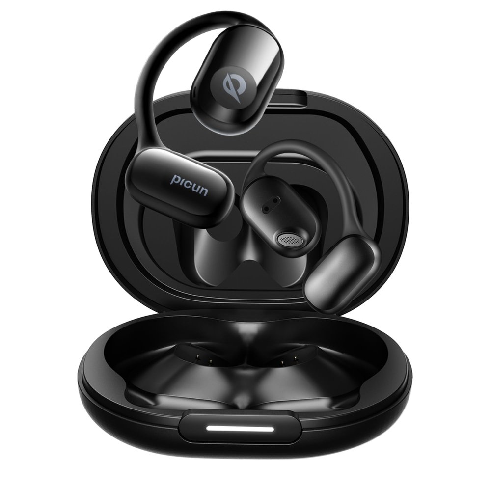 Picun True Wireless Open Ear Headphones, 5.4 Bluetooth, Ultra Comfort Secure Fit, Sport Earbuds with 80H Playtime, IPX5 Waterproof Sweatproof, Dual Mic Clear Call, Wireless Earbuds for Running Workout