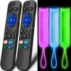 (3+2 Packs) Replacement Remote for Roku TV with Soft Silicone Protective Cover(All can Glow in The Dark), Universal Remote Control Compatible with TCL/Hisense/Sharp/Philips/Onn/Element Roku TV view 1