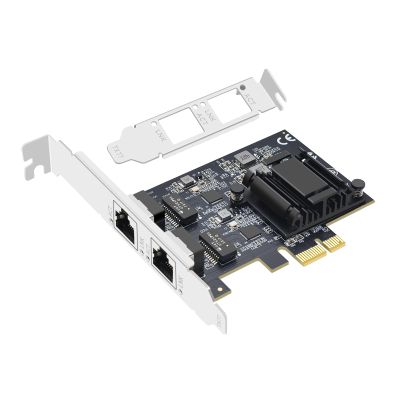 Buacoz Dual-Port PCI-E X1 2.5GB Gigabit Network Card - RTL8125BG+ASM1806 chip 2500M Ethernet Adapter Dual RJ45 Ports LAN NIC Card, Support ESXi PXE Boot, Soft Routing, Network Aggregation Server