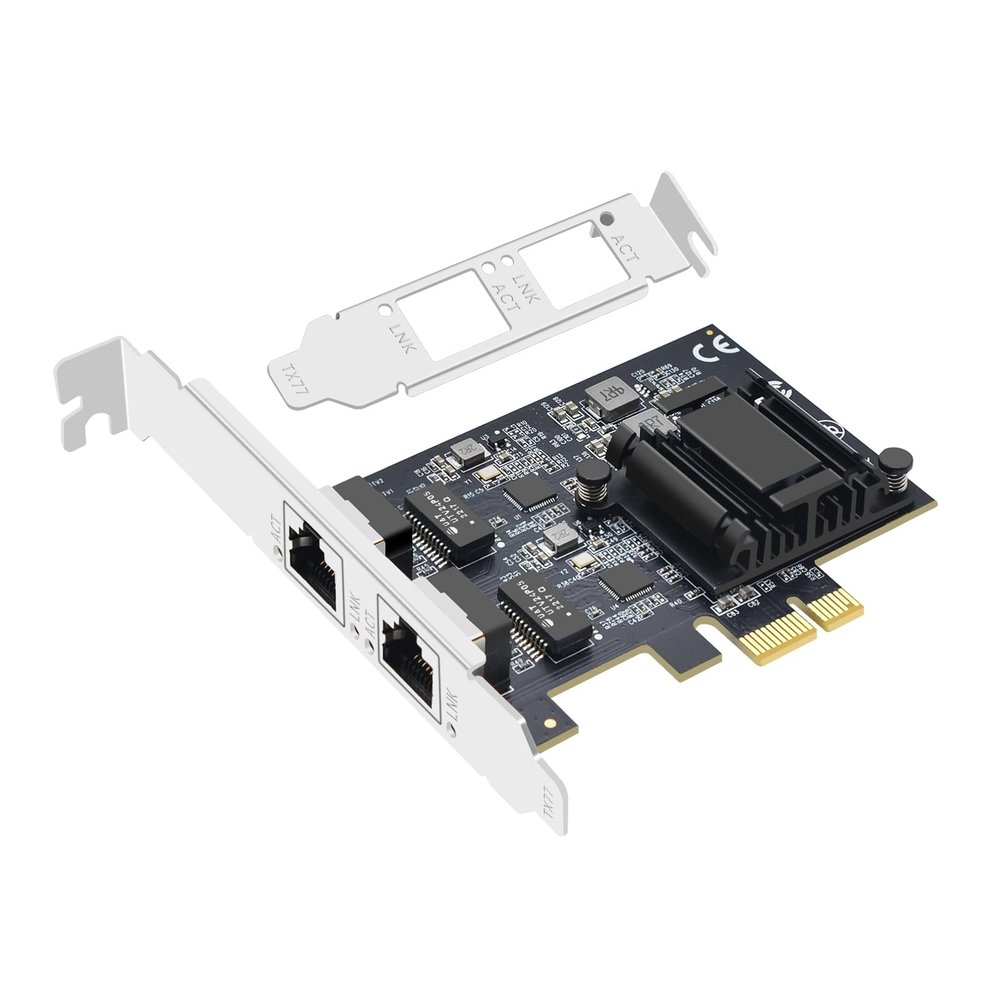 Buacoz Dual-Port PCI-E X1 2.5GB Gigabit Network Card - RTL8125BG+ASM1806 chip 2500M Ethernet Adapter Dual RJ45 Ports LAN NIC Card, Support ESXi PXE Boot, Soft Routing, Network Aggregation Server