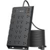 DEPOW Power Strip Surge Protector, 15Ft Long Extension Cord with 22 AC Outlets 6 USB Charging Ports, 1875W/15A, 2100 Joules, Flat Plug Power Outlet for Home, Office, Gaming Room, Black view 1