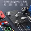 DEPOW Power Strip Surge Protector, 15Ft Long Extension Cord with 22 AC Outlets 6 USB Charging Ports, 1875W/15A, 2100 Joules, Flat Plug Power Outlet for Home, Office, Gaming Room, Black view 2