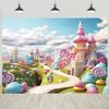 15x10ft Candyland Backdrop Fantasy Sweet Candy Castle Cream Photography Background Candyland Theme Boys Girls Birthday Party Decorations Banner Photo Studio Props view 1