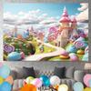 15x10ft Candyland Backdrop Fantasy Sweet Candy Castle Cream Photography Background Candyland Theme Boys Girls Birthday Party Decorations Banner Photo Studio Props view 4