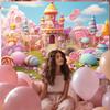 10x8ft Candyland Backdrop Fantasy Sweet Candy Castle Photography Background Girls Birthday Candyland Theme Party Decorations Banner Photo Studio Props view 3