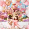 10x8ft Candyland Backdrop Fantasy Sweet Candy Castle Photography Background Girls Birthday Candyland Theme Party Decorations Banner Photo Studio Props view 4