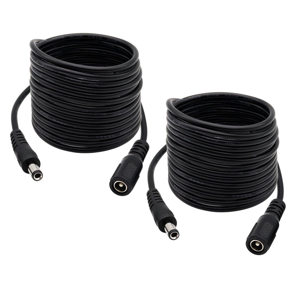 5.5mm x 2.5mm DC Power Extension Cable, 2-Pack 10FT 5.5x2.5mm Extension Cord Male to Female Plug Jack Power Supply Adapter Cable for Security Camera CCTV Surveillance LED Strip DVR Router
