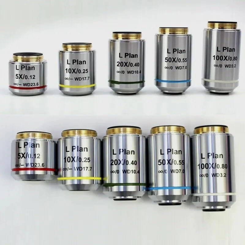 Infinite Working Distance Infinite Plane Objective Lens 2.5X 5X 10X 50X 100X for RMS Thread metallographic Microscope(5X)