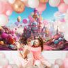 10x8ft Candyland Backdrop Fantasy Pink Castle Sweet Candy Photography Background Girls Birthday Candyland Theme Party Decorations Banner Photo Studio Props view 4