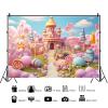 12x8ft Candyland Backdrop Fantasy Sweet Candy Castle Photography Background Girls Birthday Candyland Theme Party Decorations Banner Photo Studio Props view 2