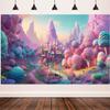 15x10ft Candyland Backdrop Fantasy Candy Forest Castle Pink Candy Mountain Photography Background Candy Theme Kids Birthday Party Decorations Banner Photo Studio Props view 1