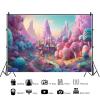 15x10ft Candyland Backdrop Fantasy Candy Forest Castle Pink Candy Mountain Photography Background Candy Theme Kids Birthday Party Decorations Banner Photo Studio Props view 2