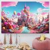 15x10ft Candyland Backdrop Fantasy Pink Castle Sweet Candy Photography Background Girls Birthday Candyland Theme Party Decorations Banner Photo Studio Props view 3