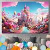15x10ft Candyland Backdrop Fantasy Pink Castle Sweet Candy Photography Background Girls Birthday Candyland Theme Party Decorations Banner Photo Studio Props view 4